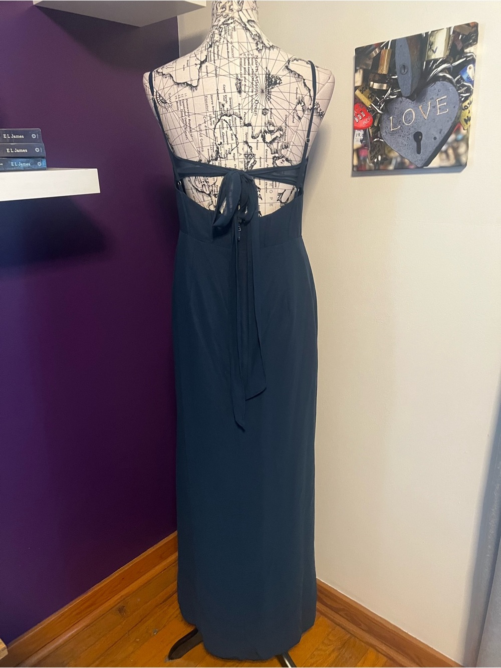 Azazie Mai Dark Navy Pleated Chiffon Dress - Picture 11 of 15